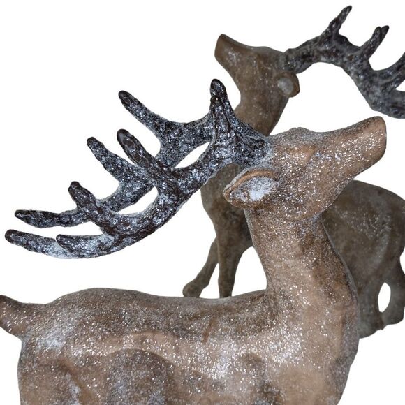 Reindeer Christmas Holiday Decor Glitter Standing Figurines - Picture 8 of 9